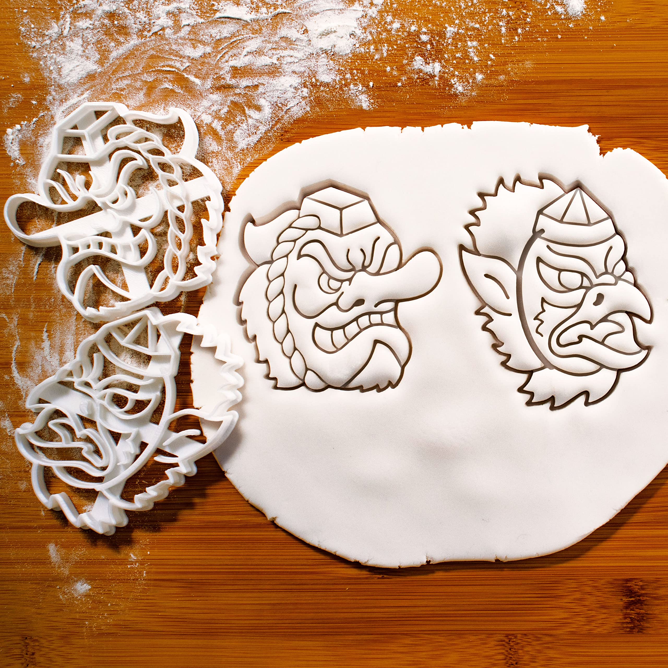 Premium Set of 2 Japanese Cookie Cutters - Tengu Mask & Karasu Mask Designs for Baking, DIY Crafts & Party Decorations | Perfect for Halloween, Anime Themed Events & Japanese Culture Enthusiasts