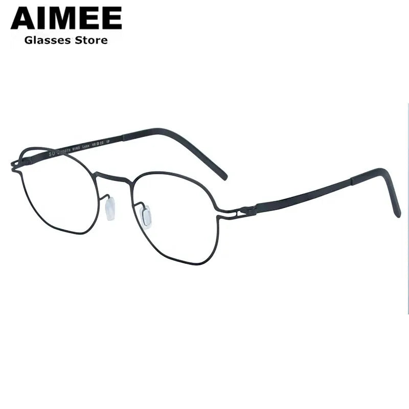 Aimee Unisex Full Rim Polygon Square Screwless Steel Eyeglasses Frame 14149 - Trendy Geometric Glasses for Men & Women - Perfect for Work, Reading, and Fashion Accessories