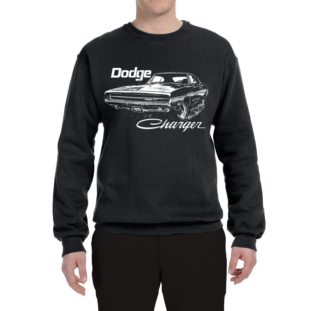 Vintage 1970 Dodge Charger Racing Graphic Sweatshirt for Men - Retro White Muscle Car Hoodie | Perfect for Car Enthusiasts, Casual Wear & Racing Events