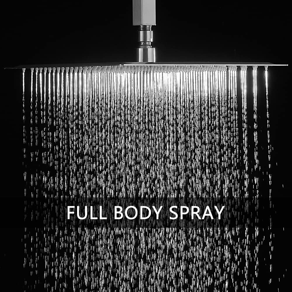 Premium 12 Inch Brushed Nickel Rain Shower Head with Handheld Sprayer - High Pressure Ceiling Mount Shower System Set (Includes Rough-in Valve & Trim) - Perfect for Luxury Bathrooms & Spa-Like Shower Experience