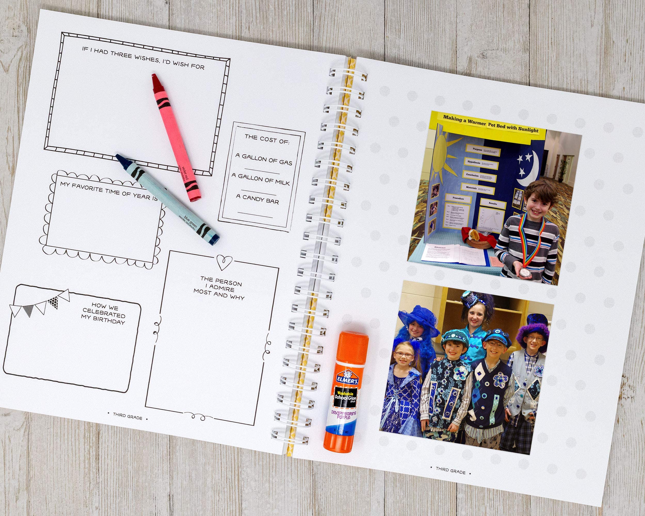 Personalized School Memory Book - Hard Cover Scrapbook with Custom Name - Gold Doodles Design for Kids' School Days Keepsake - Perfect for Preschool, Kindergarten & Elementary Yearbook Gifts
