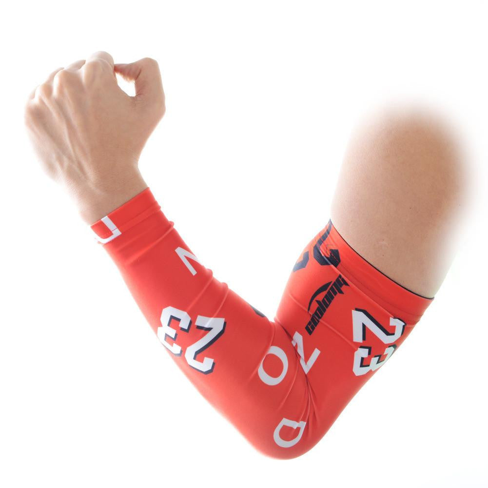 Anti-Slip Red Arm Sleeve for Basketball & Sports - Forever Number 23 Design - Perfect for Basketball Players, Gym Workouts & Outdoor Activities