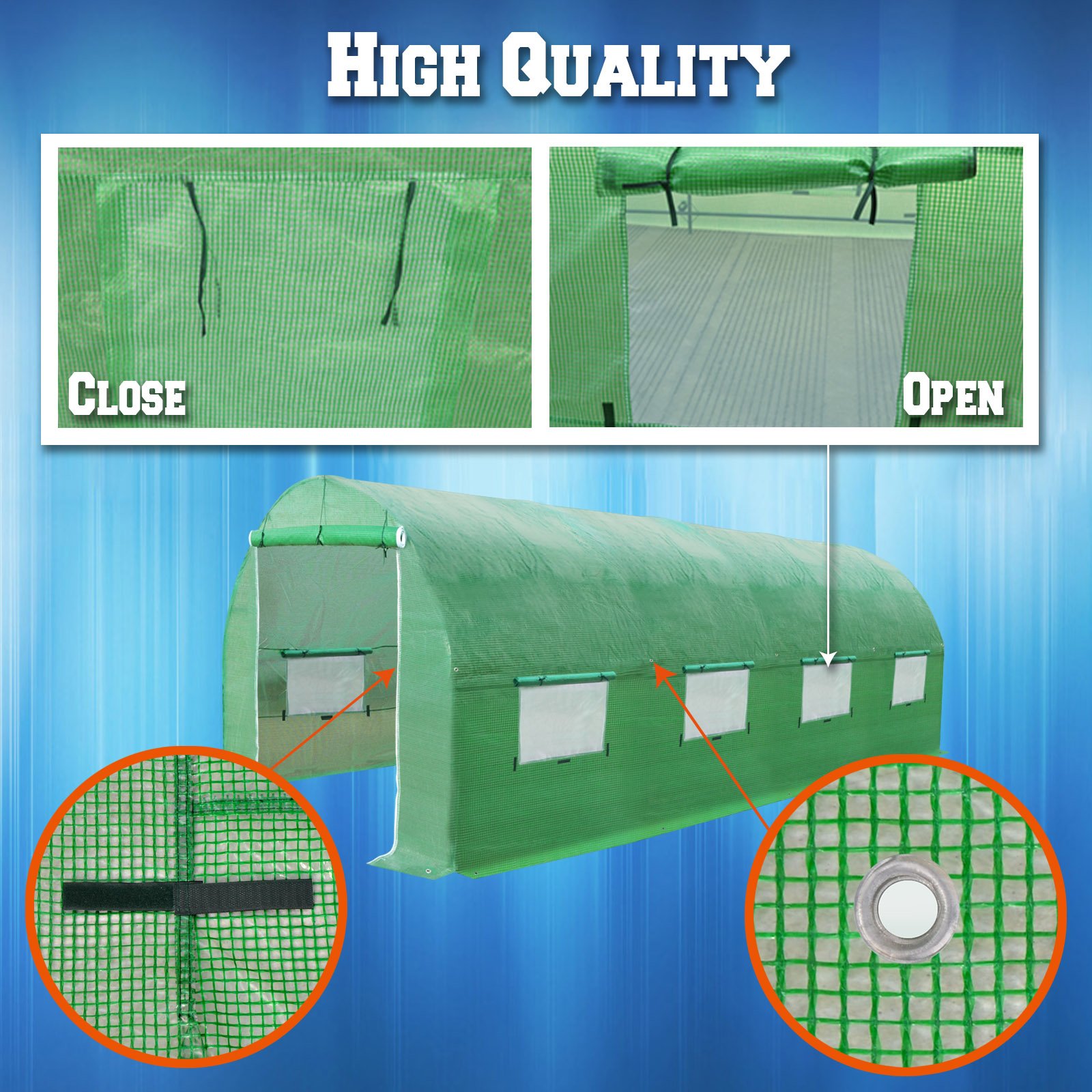 BenefitUSA 20'X10'X7' Walk-in Greenhouse Replacement Cover - Durable Outdoor Plant Gardening Cover for Large Greenhouses (Frame Not Included) - Perfect for Year-Round Gardening, Seed Starting & Plant Protection