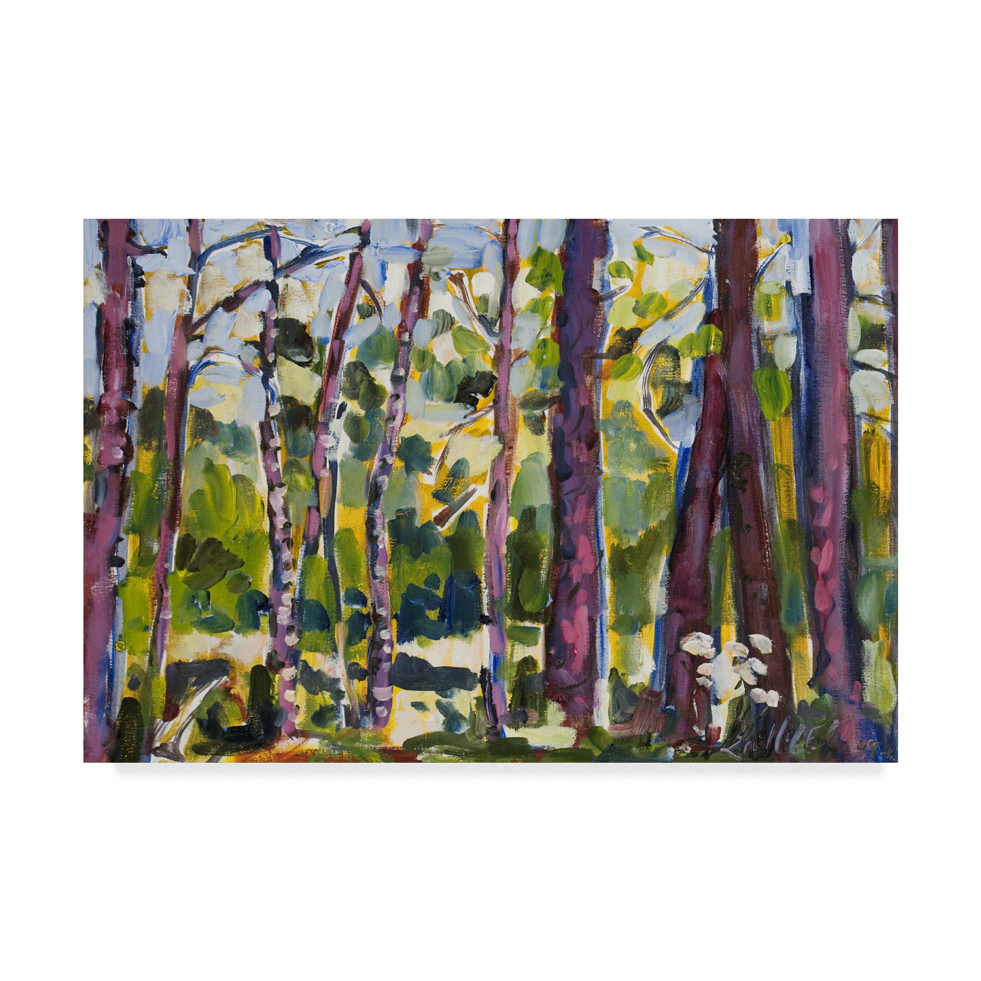 Trademark Fine Art Brushy Tree Line II by Erin McGee Ferrell - 16x24 Inch Canvas Wall Art - Nature Landscape Painting for Living Room, Bedroom & Office Decor