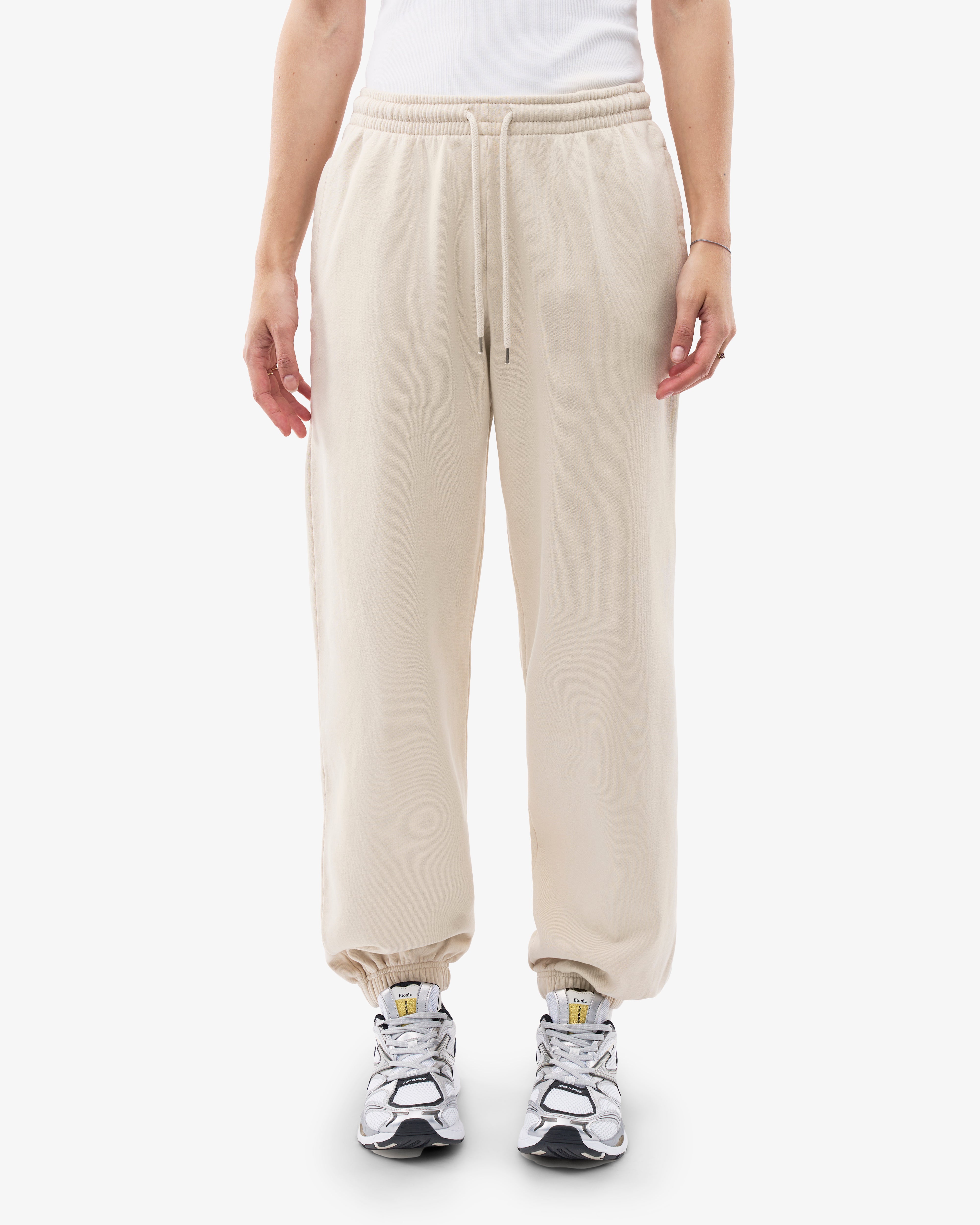 Organic Cotton Relaxed Fit Sweatpants for Women - Soft & Comfortable Ivory White Lounge Pants - Perfect for Yoga, Running & Home Relaxation
