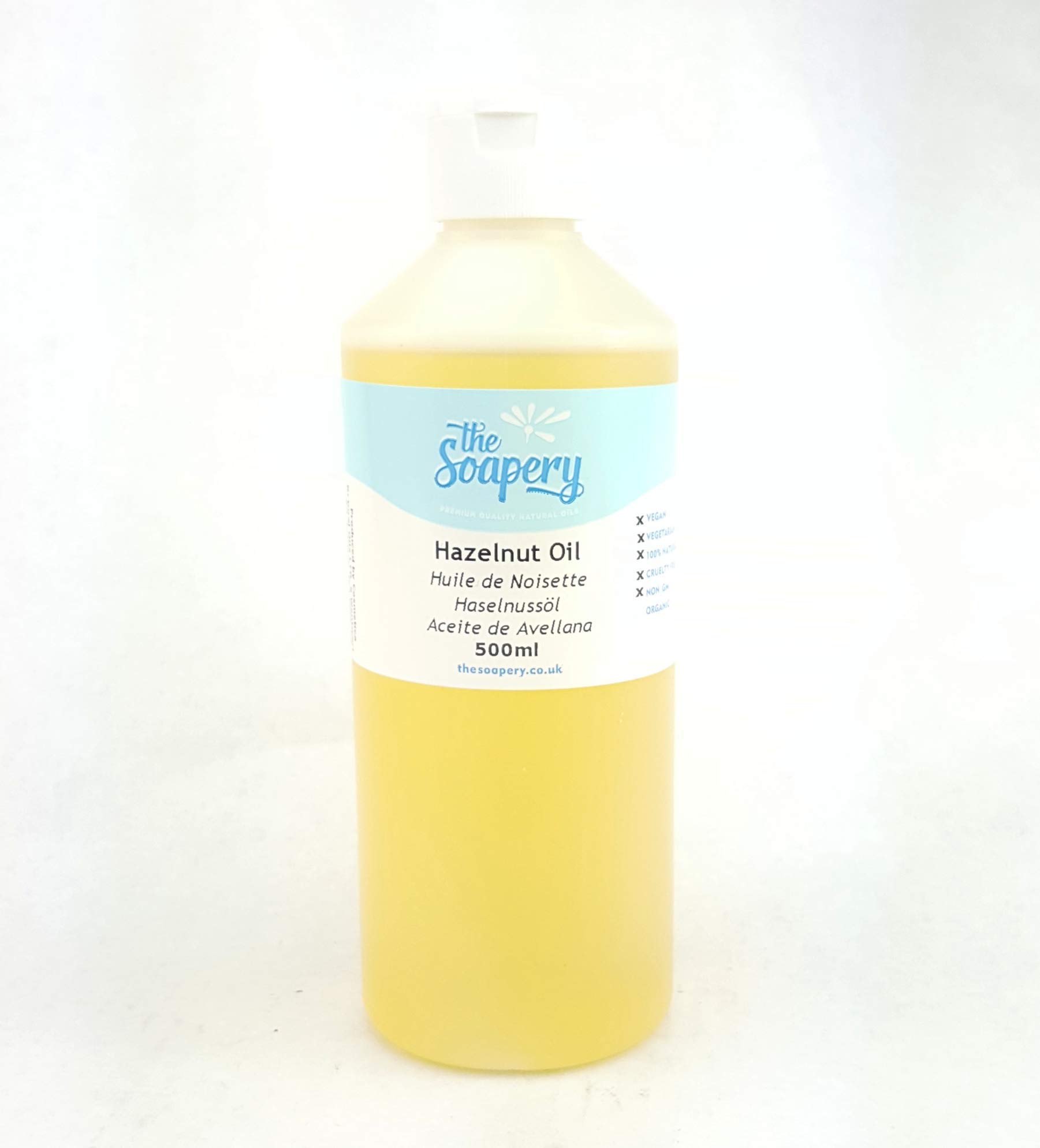 Pure Hazelnut Oil 500ml - 100% Natural Cold Pressed Carrier Oil for Skin & Hair Care - Perfect for Aromatherapy, Massage & DIY Beauty Products