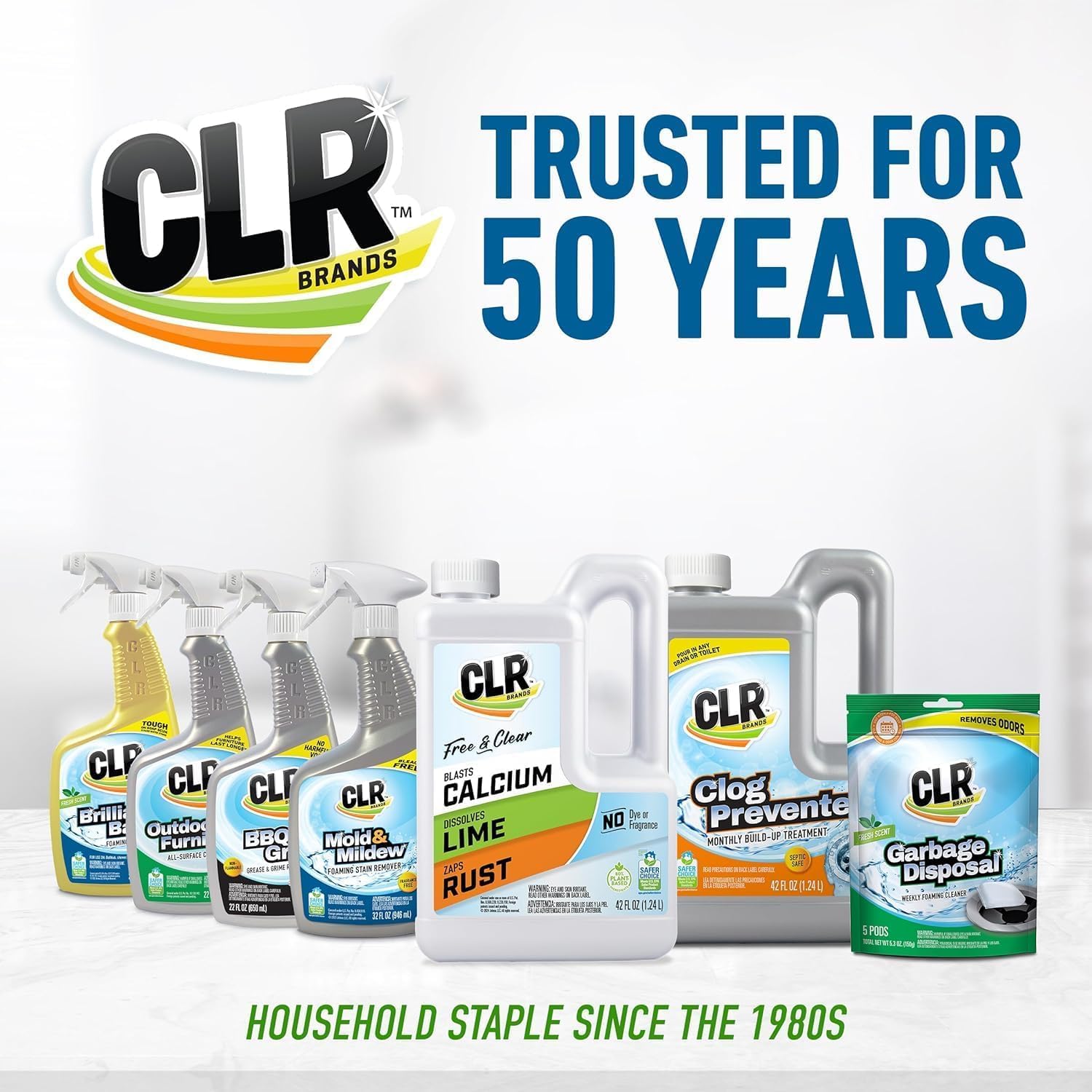 CLR Brands® Calcium Lime Rust Remover - No Dyes or Fragrances, Bathroom & Kitchen Descaler - Removes Hard Water Stains, Rust Deposits - 26 Oz (Pack of 1) - Perfect for Shower Heads, Faucets, Tiles & Appliances