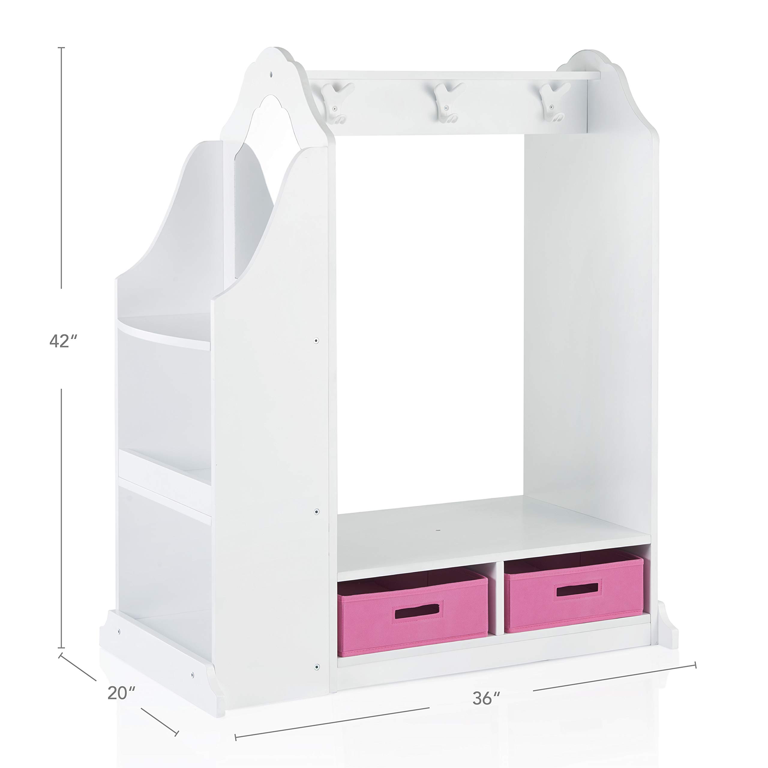 Guidecraft Kids Dress Up Vanity - White Wooden Dresser with Mirror & Storage Bins | Toddler Playroom Organizer & Children's Furniture | Perfect for Pretend Play, Bedroom Decor & Toy Storage