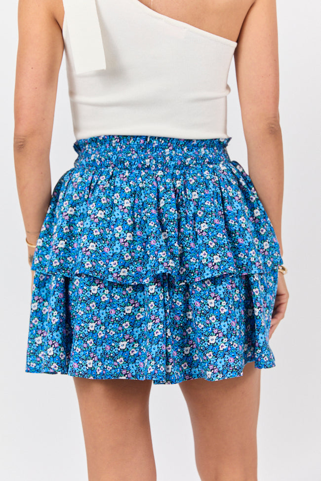 Breezy Navy Floral Tiered Skort for Women - Summer Casual Skirt Shorts Hybrid - Perfect for Beach, Picnic & Outdoor Activities