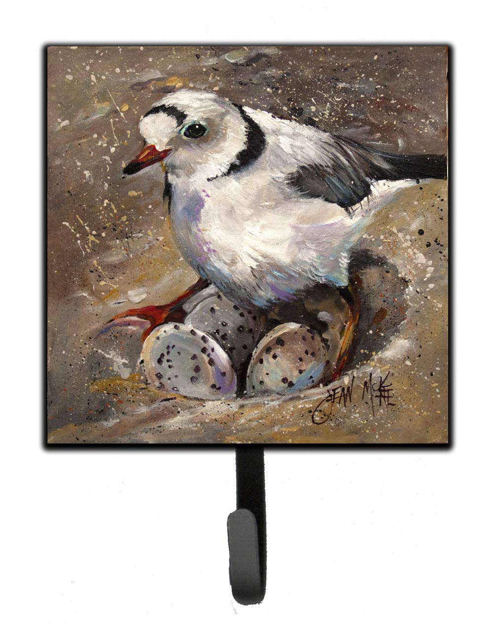 Caroline's Treasures JMK1215SH4 Piping Plover Wall Mount Key Holder & Coat Rack - Durable Hooks for Keys, Leashes, Towels, Aprons - Perfect for Entryway, Kitchen, or Mudroom Organization