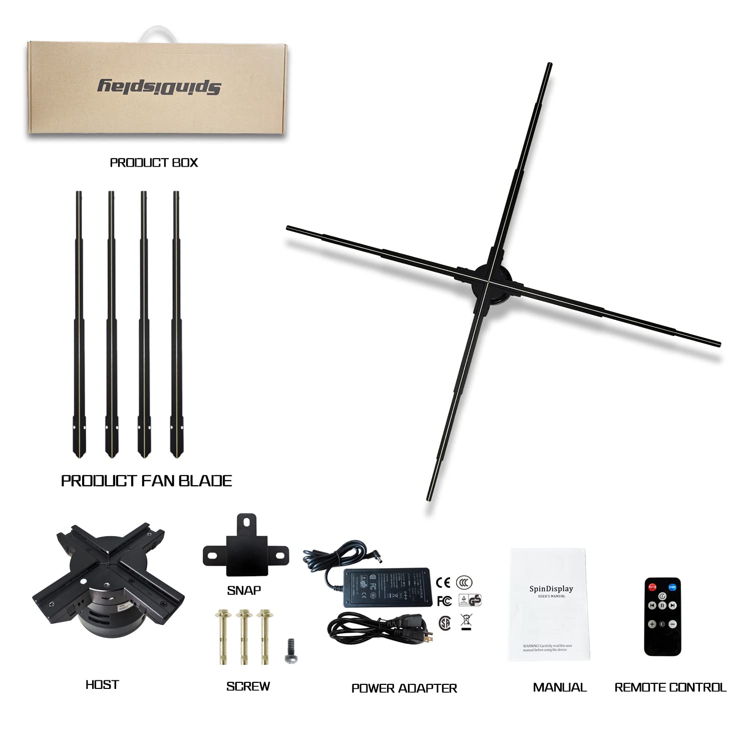 3D Hologram LED Fan - 39.4 Inch Large Holographic Display with 1184 LED Lights, 1440P High Brightness Naked Eye Hologram Projector for Business Exhibitions, Trade Shows & Retail Stores - Perfect for Advertising, Product Displays & Interactive Experiences