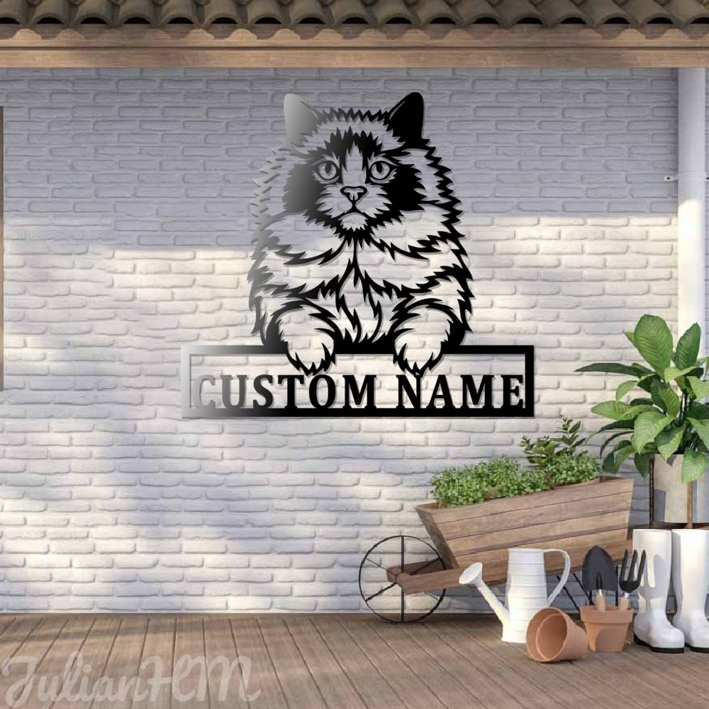 Personalized Ragdoll Cat LED Wall Art - Custom Name Metal Sign with Lights for Home Decor (16x16 Inches) - Perfect for Living Room, Bedroom, Nursery & Farmhouse Style