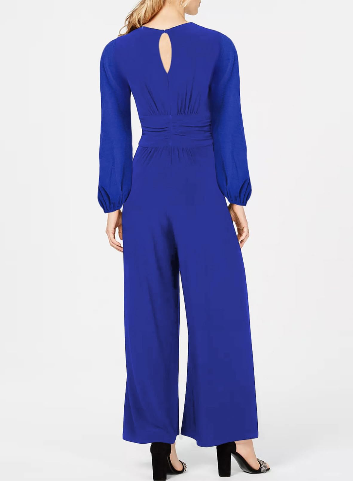 Elegant V-Neck Twist Front Jumpsuit for Women - Formal Wedding Guest Outfit with Pockets | Perfect for Cocktail Parties, Bridal Showers & Evening Events