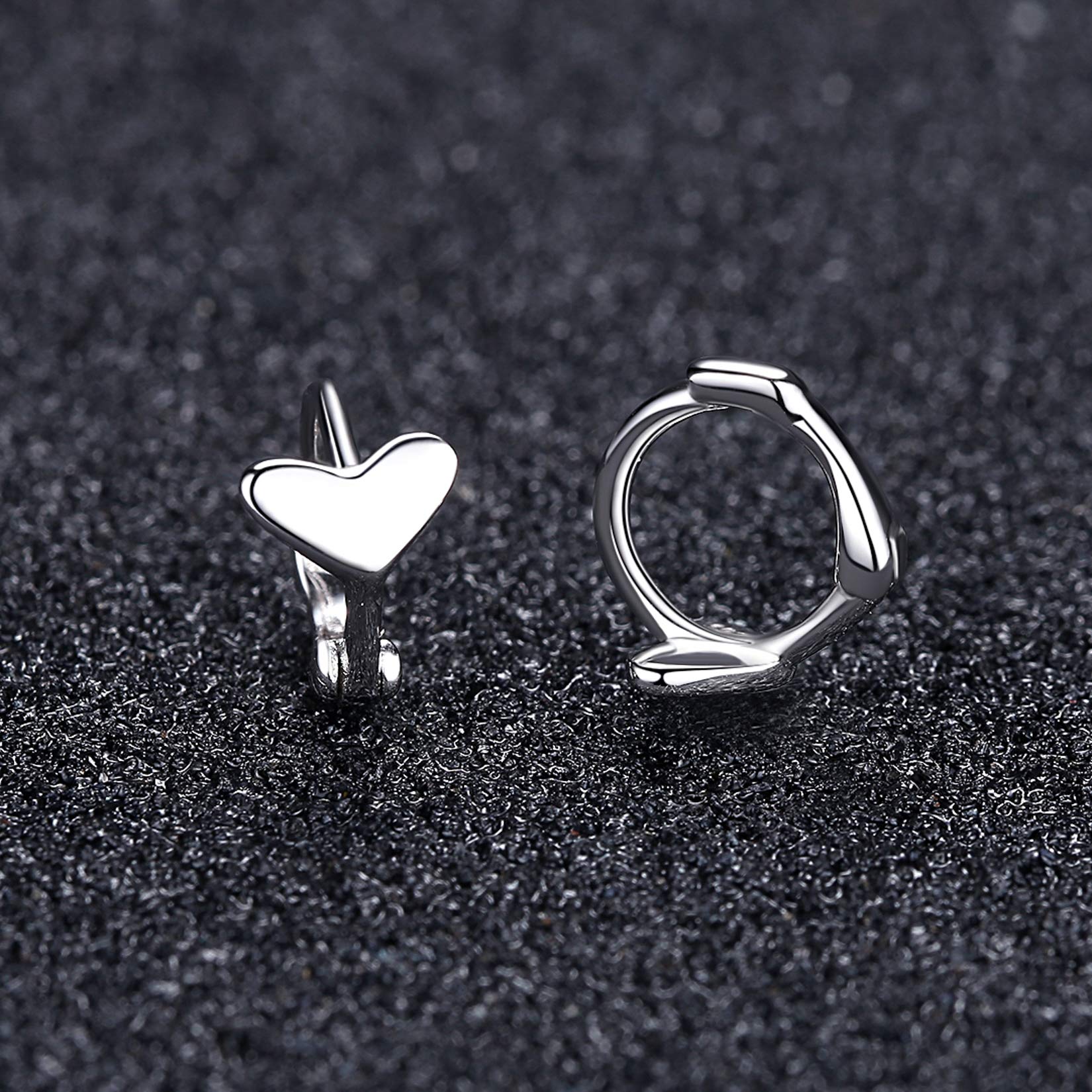 VIKI LYNN 925 Sterling Silver Tiny Hoop Earrings with Heart Charm - Dainty Cartilage Earrings for Women | Perfect for Everyday Wear, Gifts & Special Occasions