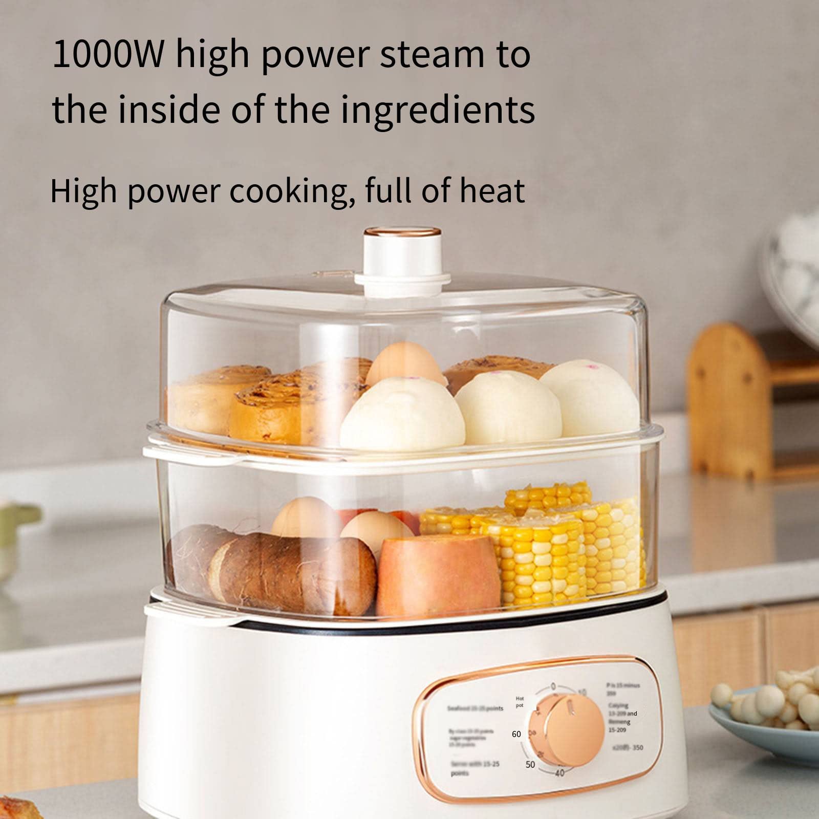 Electric Steamer Cooker - 13L One Pot Electric Steamer with 60-Minute Timer & Spin Control for Home Cooking | Perfect for Meal Prep, Healthy Eating & Small Kitchen Appliances
