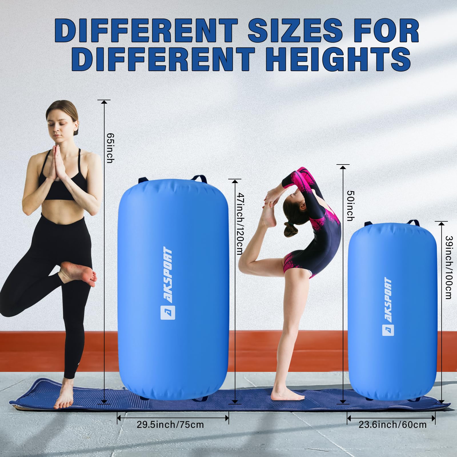 AKSPORT Inflatable Air Roller for Gymnastics Training - Backbends, Back Handsprings & Tumbling Practice with Electric Pump | Perfect for Home Yoga, Cheerleading, Back Walkovers & Flexibility Exercises