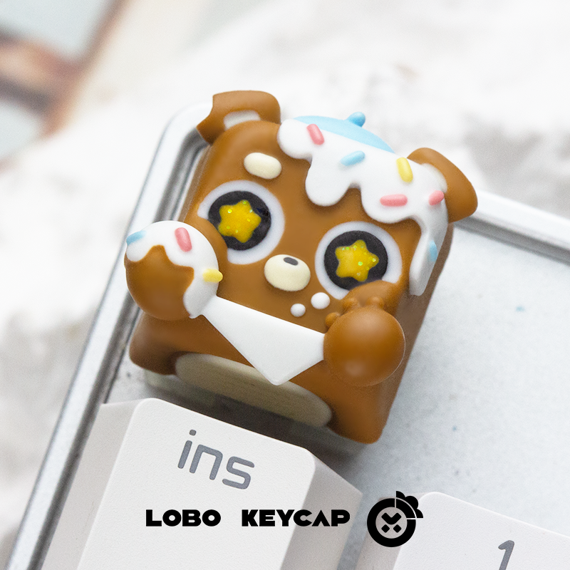 Custom Resin Ice Cream Bear Keycaps - Colorful Handmade Mechanical Keyboard Keycaps for Gaming & Typing Enthusiasts - Perfect for Custom Keyboards, Gifts & Aesthetic PC Setups