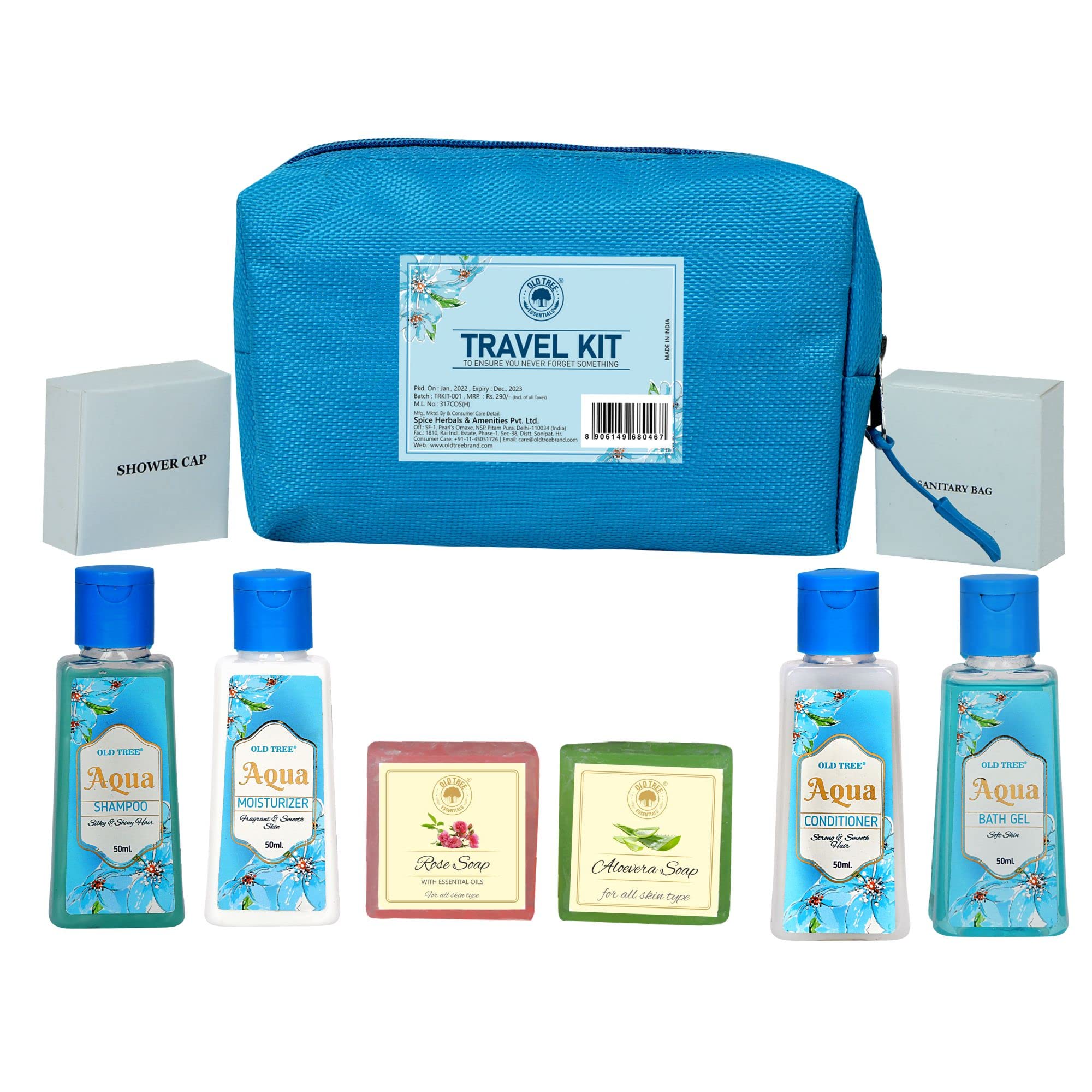 Premium Old Tree Travel Toiletries Kit - Eco-Friendly Bamboo Travel Essentials for Men & Women | Perfect for Camping, Gym, Business Trips & Vacation