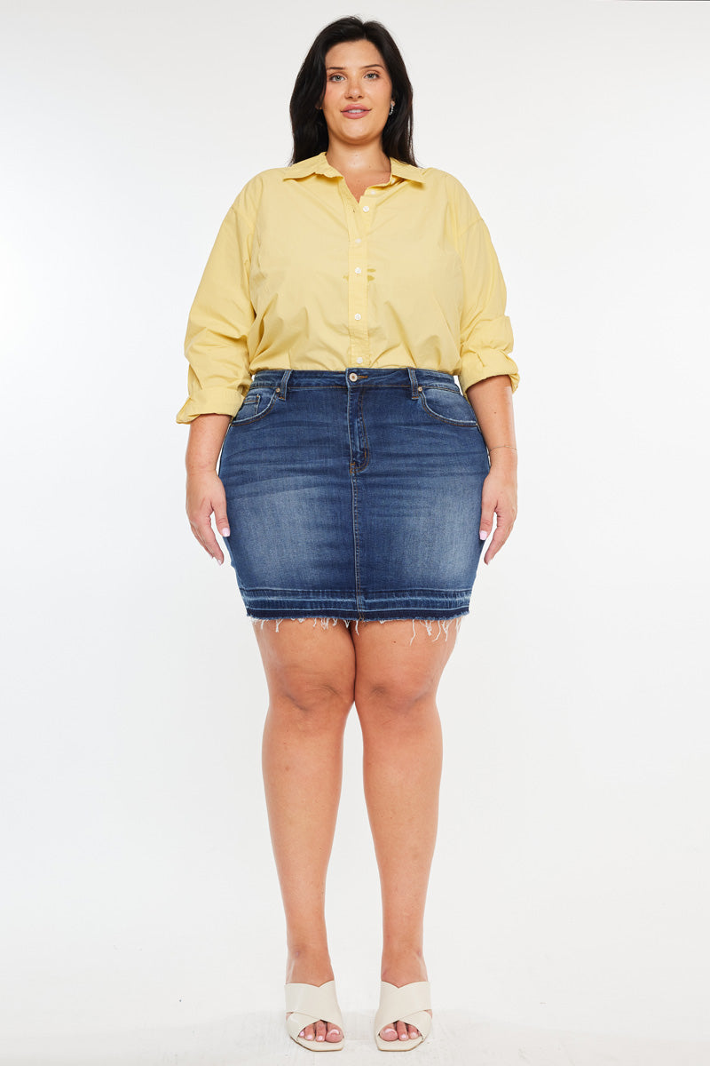 Lou High Rise Skirt for Women - Plus Size A-Line Midi Skirt with Stretchy Waistband | Perfect for Office Wear, Date Nights & Casual Outfits