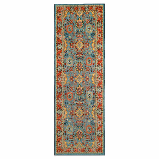Hadar Geometric Medallion Washable Indoor Area Rug - Non-Slip Living Room Carpet, Bedroom Runner Rug for Home Decor