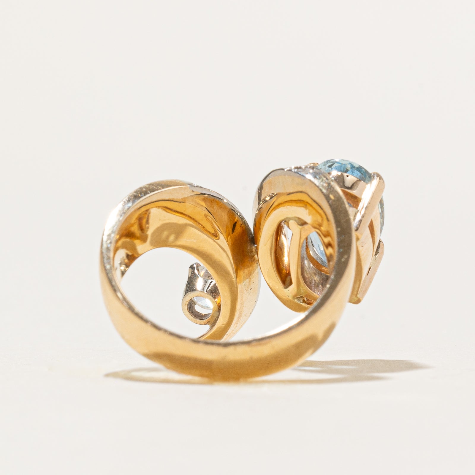 Aquamarine and Diamond Cocktail Ring - 2.00ct Aquamarine & 0.41ctw Diamonds - Size 6 - Elegant Evening Wear & Special Occasion Jewelry Gift for Women