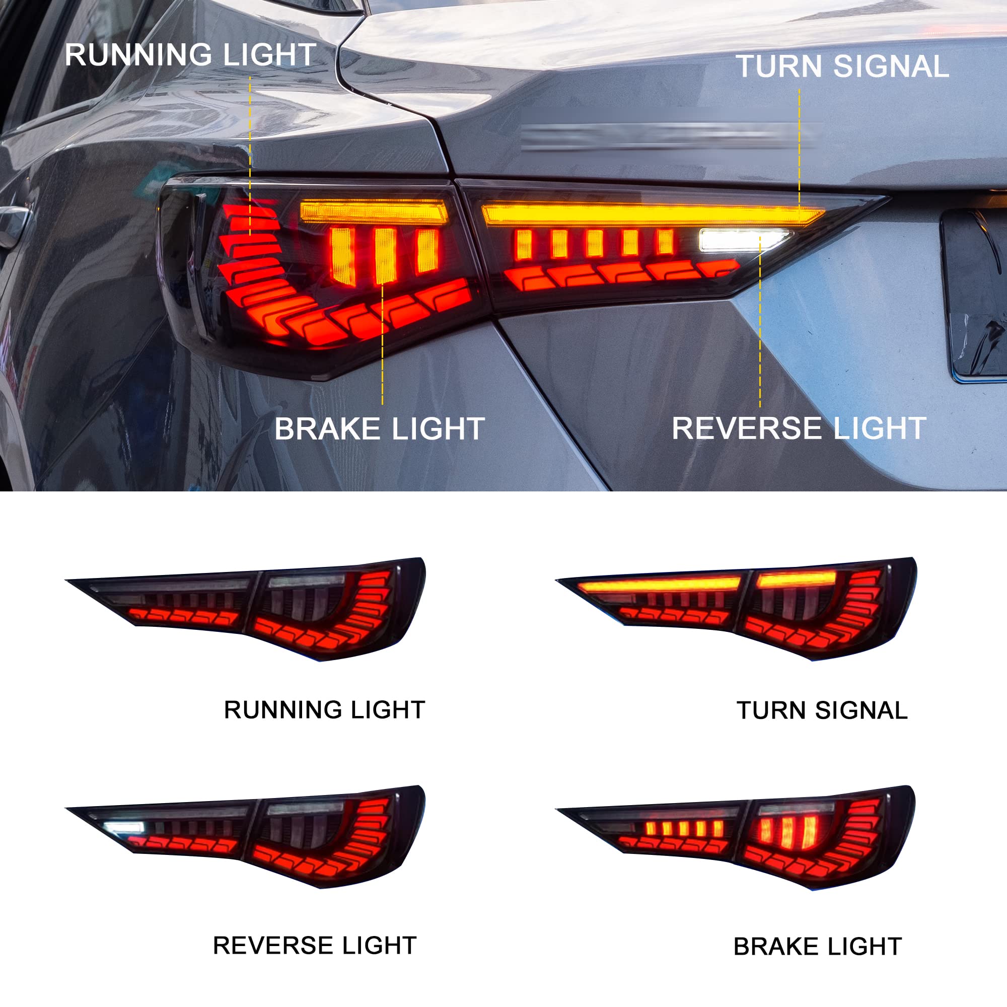 Smoked LED Tail Lights Assembly for Nissan Sylphy/Sentra 2019-2022 - Sequential Turn Signals with Dynamic Animation | Rear Lamps Replacement | Enhanced Night Driving Safety & Style Upgrade