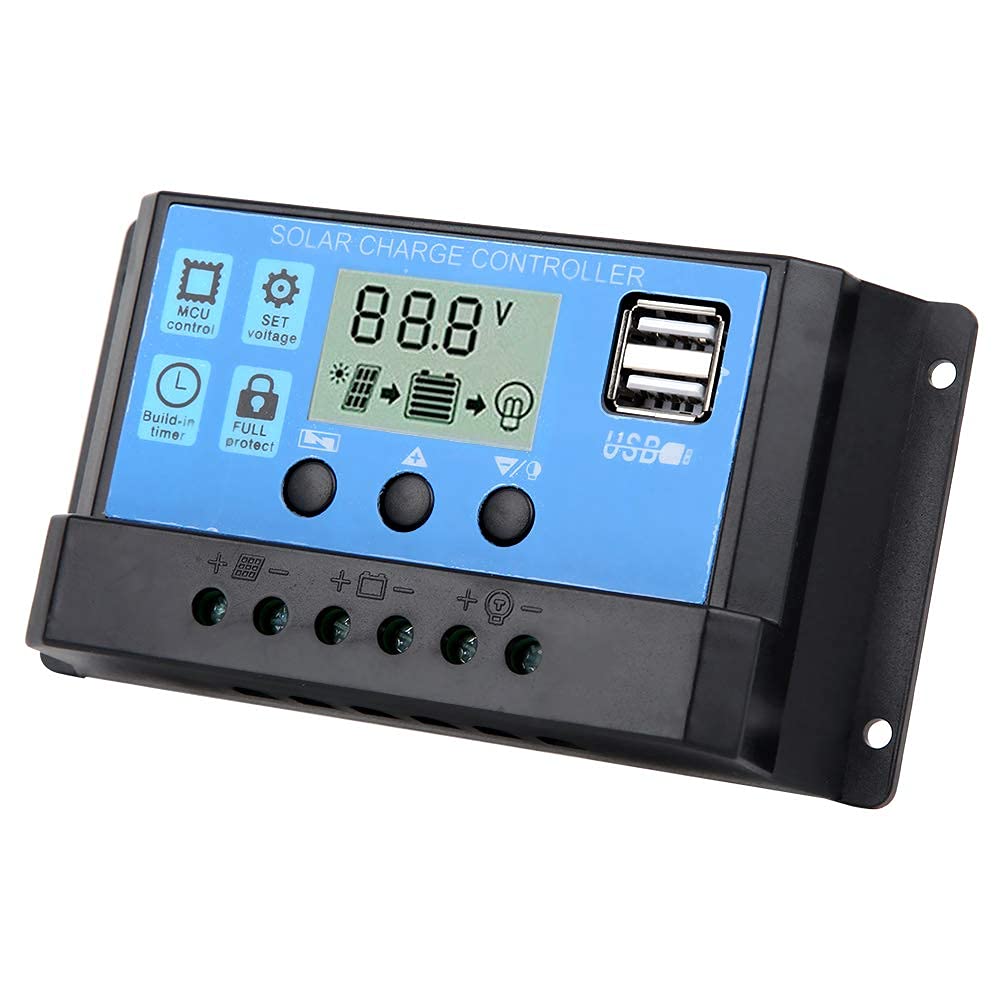 12V 24V Solar Charge Controller - Leftwei Automatic Portable Solar Panel Regulator for Outdoor Camping, RV, Boat & Home Solar Power Systems