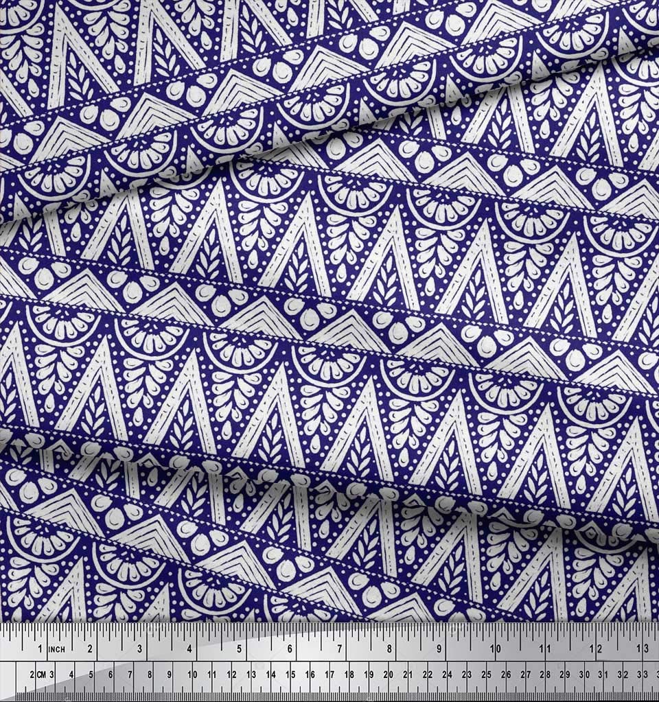 Soimoi Moss Georgette Brown Fabric by The Yard - 42 Inch Wide Geometric Floral Printed Fabric for Dresses, Curtains & Home Decor - Modern Botanical Design Fabric for Sewing & DIY Projects