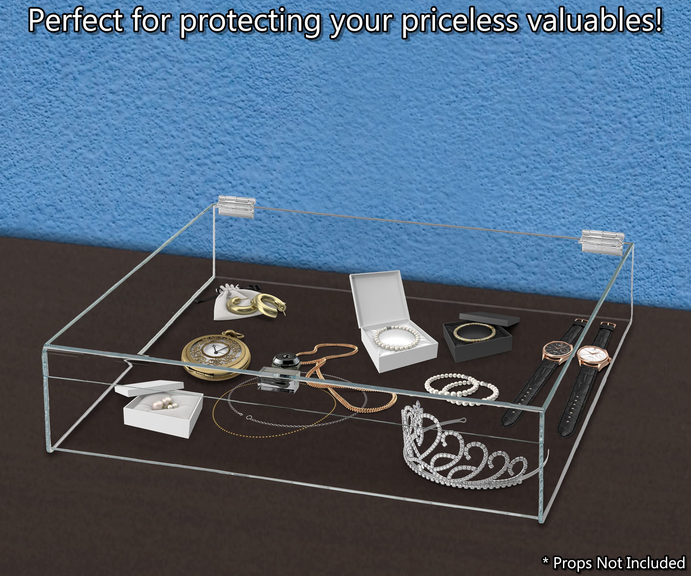 18x18x6 Inch Clear Acrylic Locking Display Case with Keys - Square Tabletop Tray with Secure Lid for Collectibles, Jewelry & Retail Merchandise - Perfect for Tradeshows, Flea Markets, Expos & Retail Store Displays