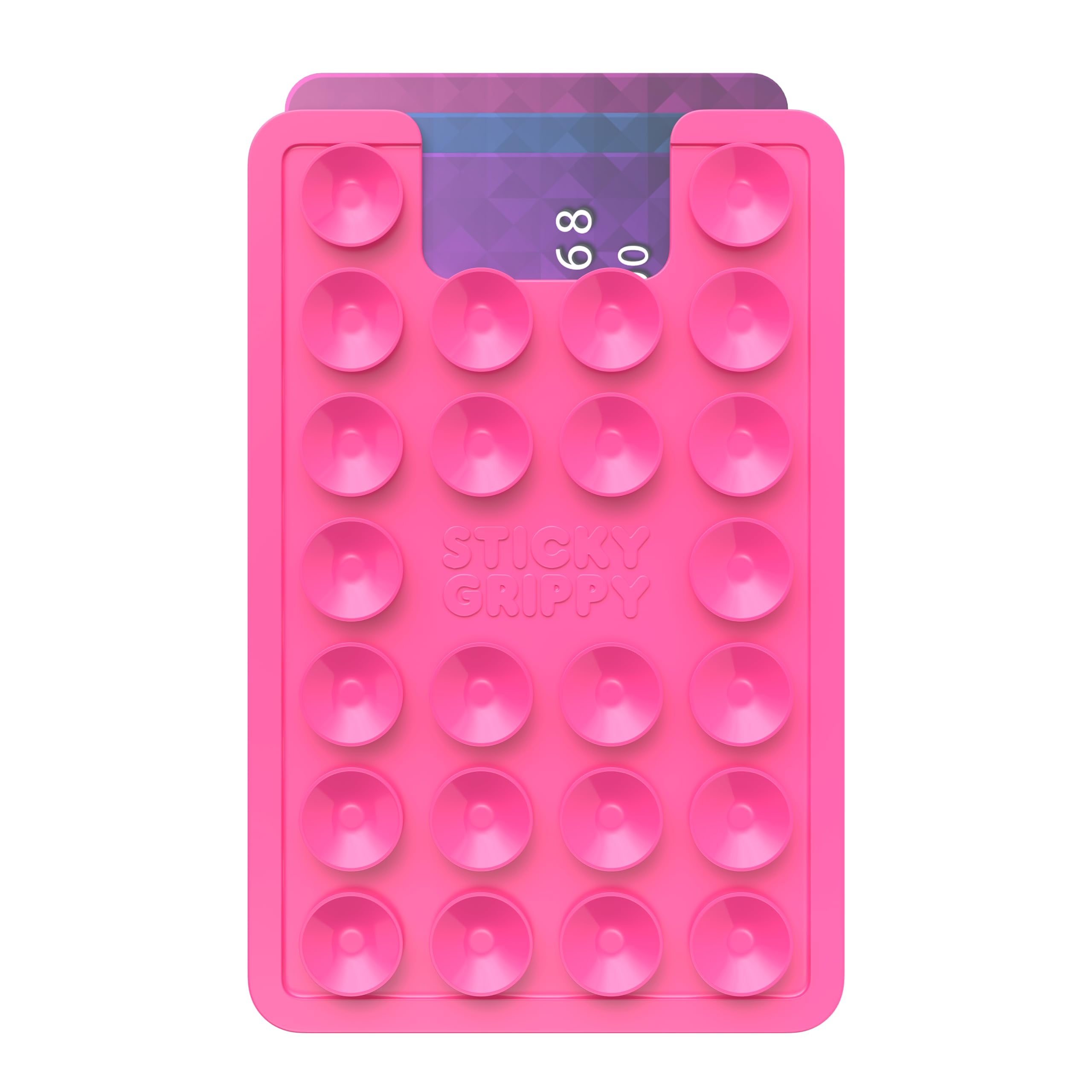 Sticky Phone Holder for iPhone & Android - Silicone Suction Card Wallet Mount, Hands-Free Shower Mirror Accessory for TikTok Videos, Selfies & Daily Use (Pink) SG2