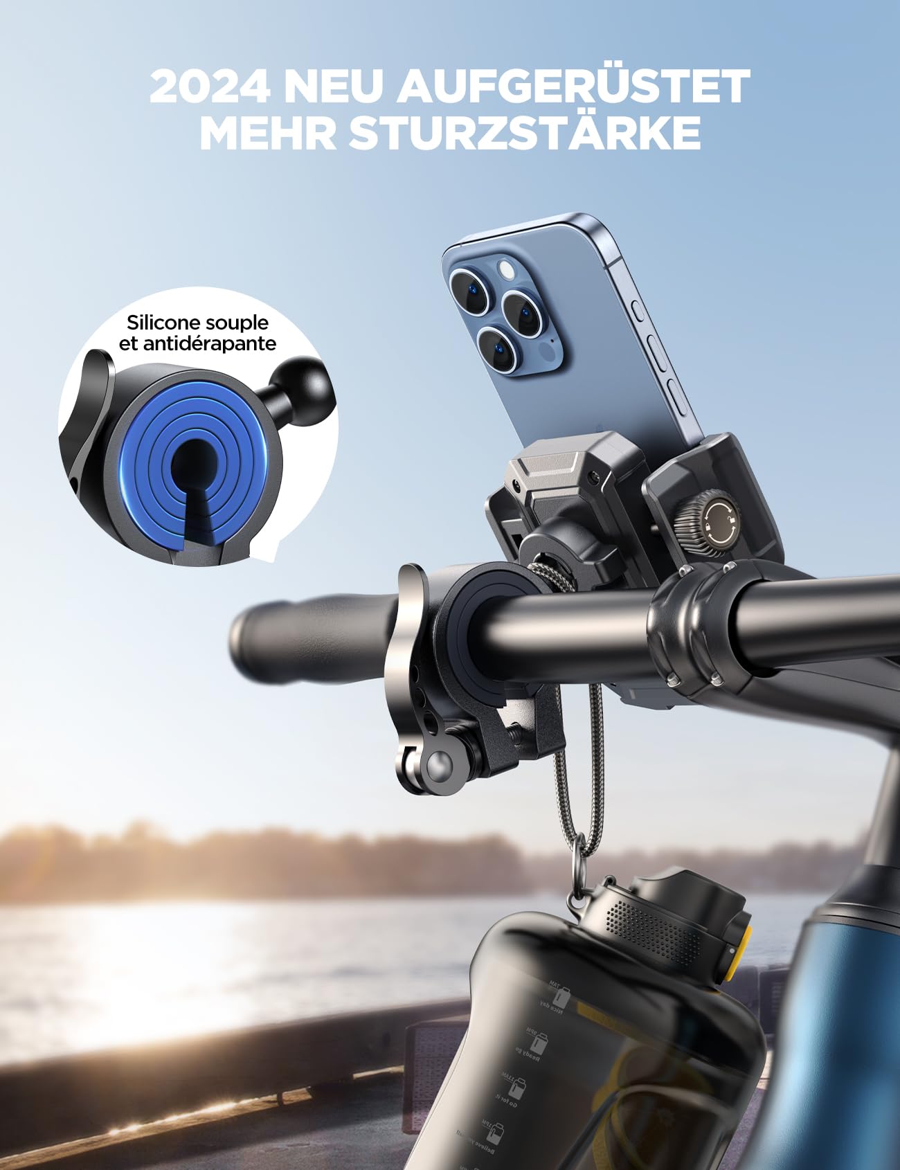 JOYROOM 2025 Bike Phone Holder - Universal Adjustable Bicycle Phone Mount for iPhone 16/15/14/13/12 Pro Max Plus, Samsung S24/S23, Smartphones 4.7