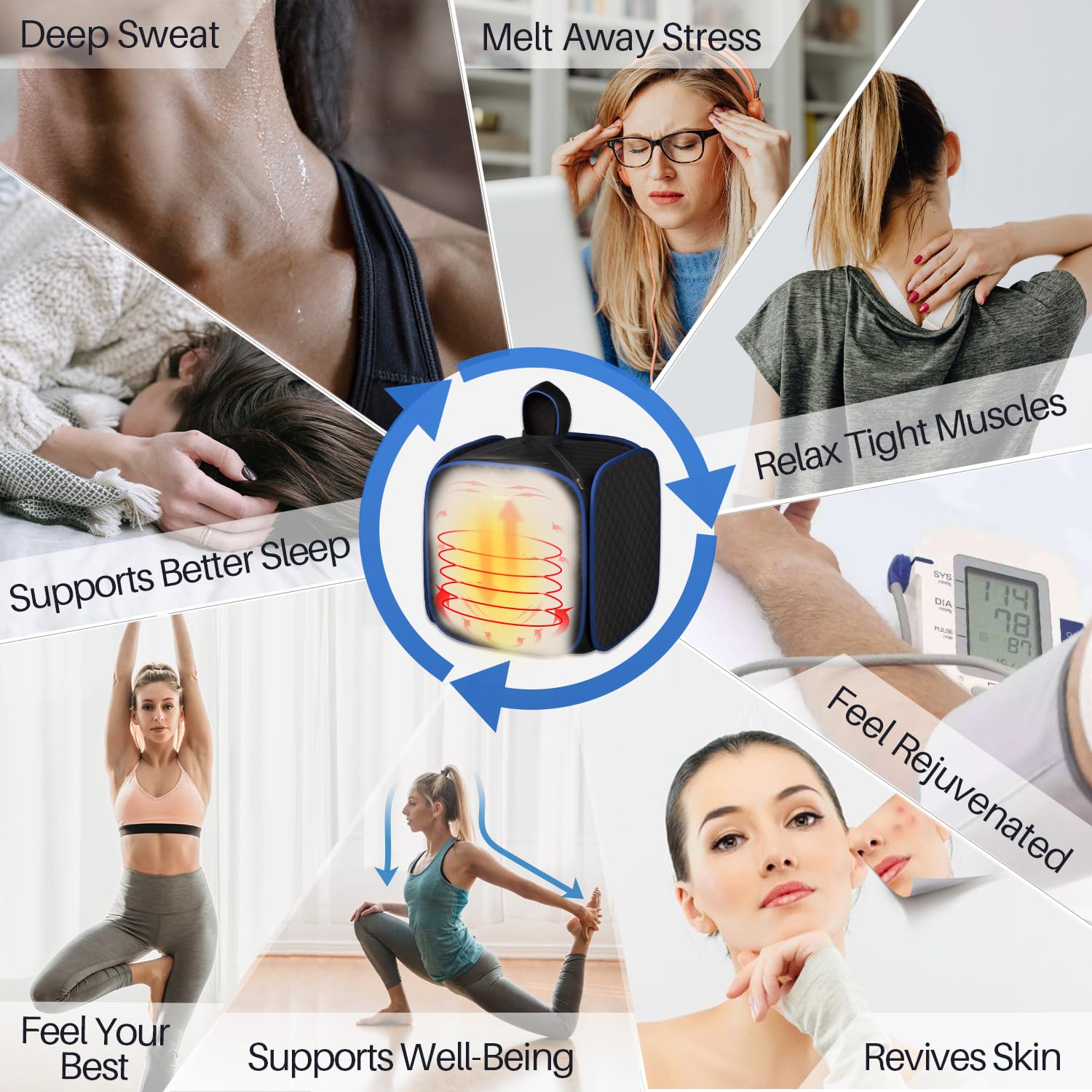 Portable Folding Steam Sauna Tent with 1000W Fast Heating & 2.6L Steam Generator - Personal Home Spa for Relaxation, Detox & Weight Loss - Remote Control, Heats in 6 Minutes - Perfect for Home Use, Yoga & Post-Workout Recovery (Black)