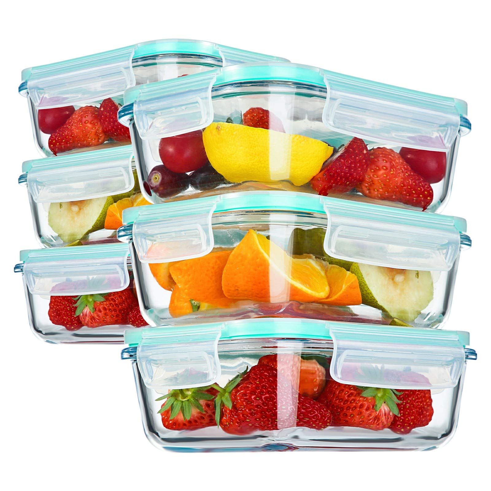 YEBODA 6-Pack 23oz Glass Food Storage Containers with Airtight Lids - BPA Free, Leakproof Meal Prep Containers for Kitchen, Restaurant & Office - Freezer, Microwave, Oven & Dishwasher Safe - Perfect for Meal Prepping, Leftovers & Food Storage
