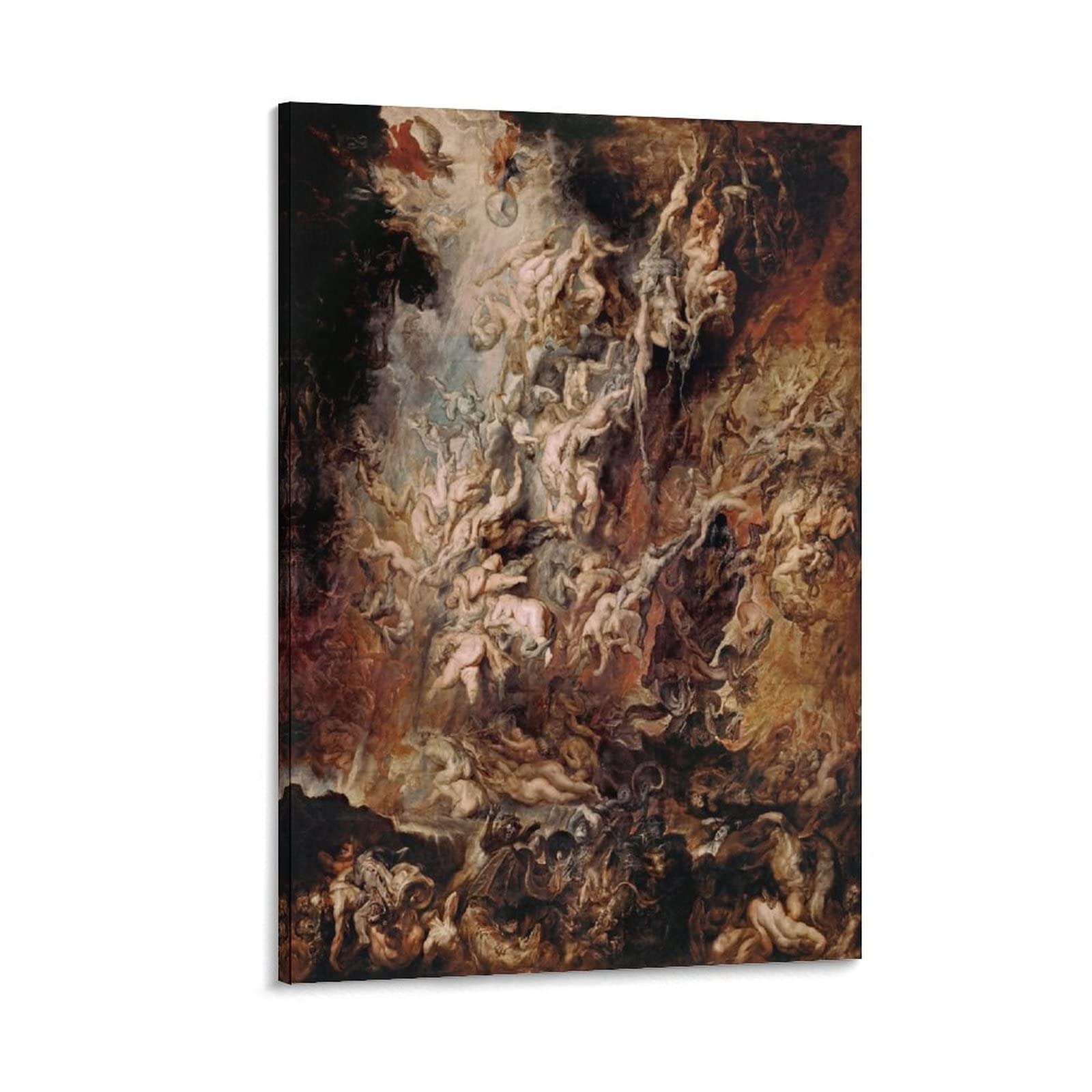 War in Heaven by Peter Paul Rubens - Premium Canvas Wall Art Poster 24x36 Inch (60x90cm) - Framed Religious Renaissance Painting for Home Decor, Office & Gifts
