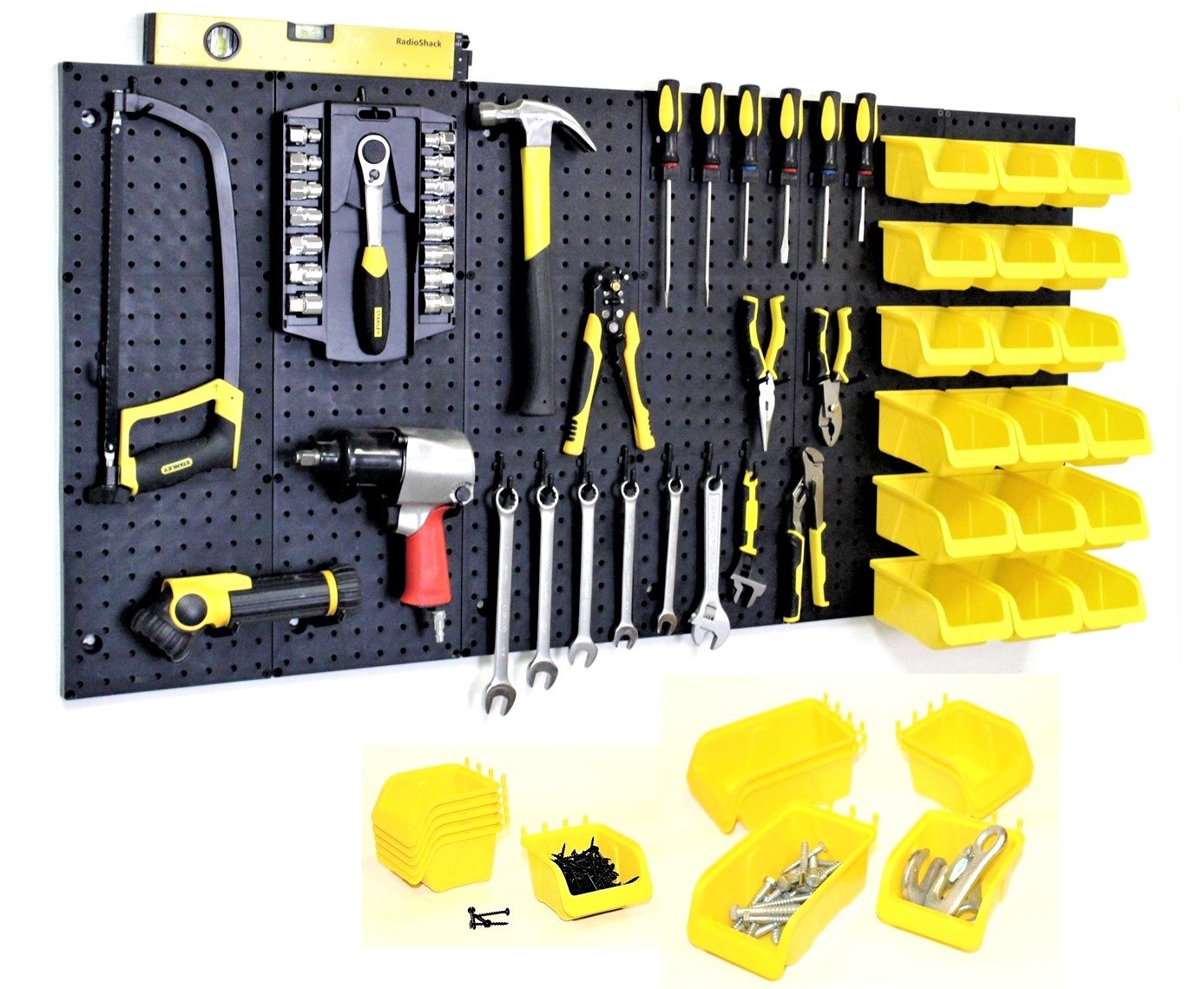WallPeg Garage Storage System with Panels, Bins & Hooks - 18-Piece Tool & Craft Organizer Kit for Wall Mounting - Perfect for Garage, Workshop & Home Organization