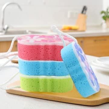 WorldCare® Heavy-Duty Cleaning Sponge Brush for Kitchen, Bathroom & Household - Strong Decontamination Scrubber (Blue, 14.5 x 8 x 5 cm) - Perfect for Dishes, Sinks, Tiles & Tough Stains