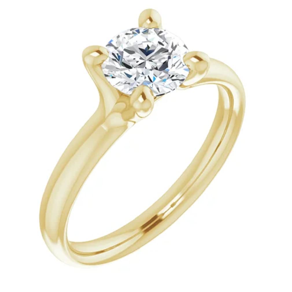 10K Solid Yellow Gold Handmade Moissanite Engagement Ring - 1.0 CT Round Cut Solitaire Wedding Band for Women, Bridal Proposal Ring (Perfect for Anniversaries, Valentine's Day & Special Occasions)