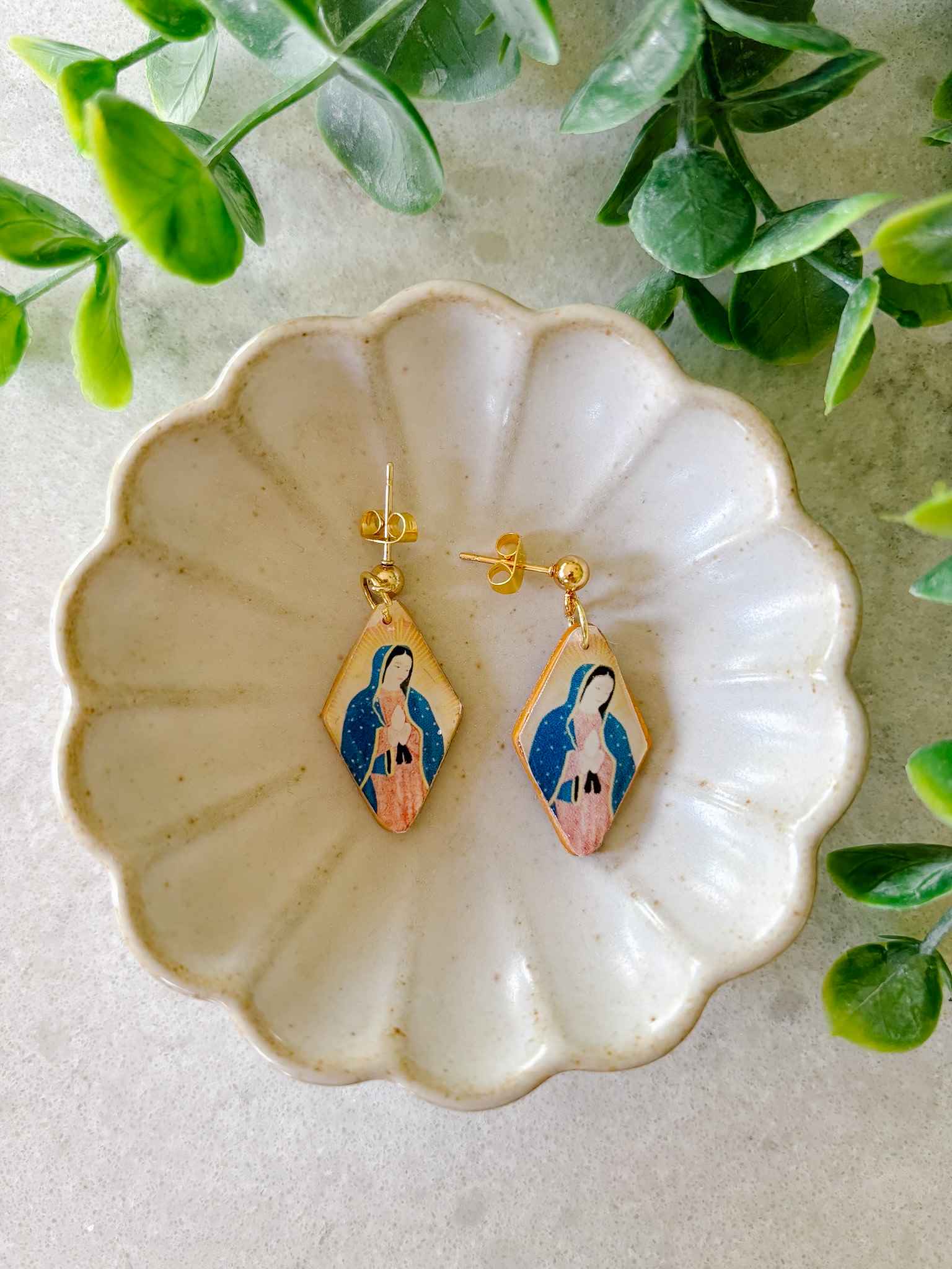 Handmade Our Lady of Guadalupe Earrings - Religious Jewelry for Women - Perfect for Church, Prayer & Special Occasions