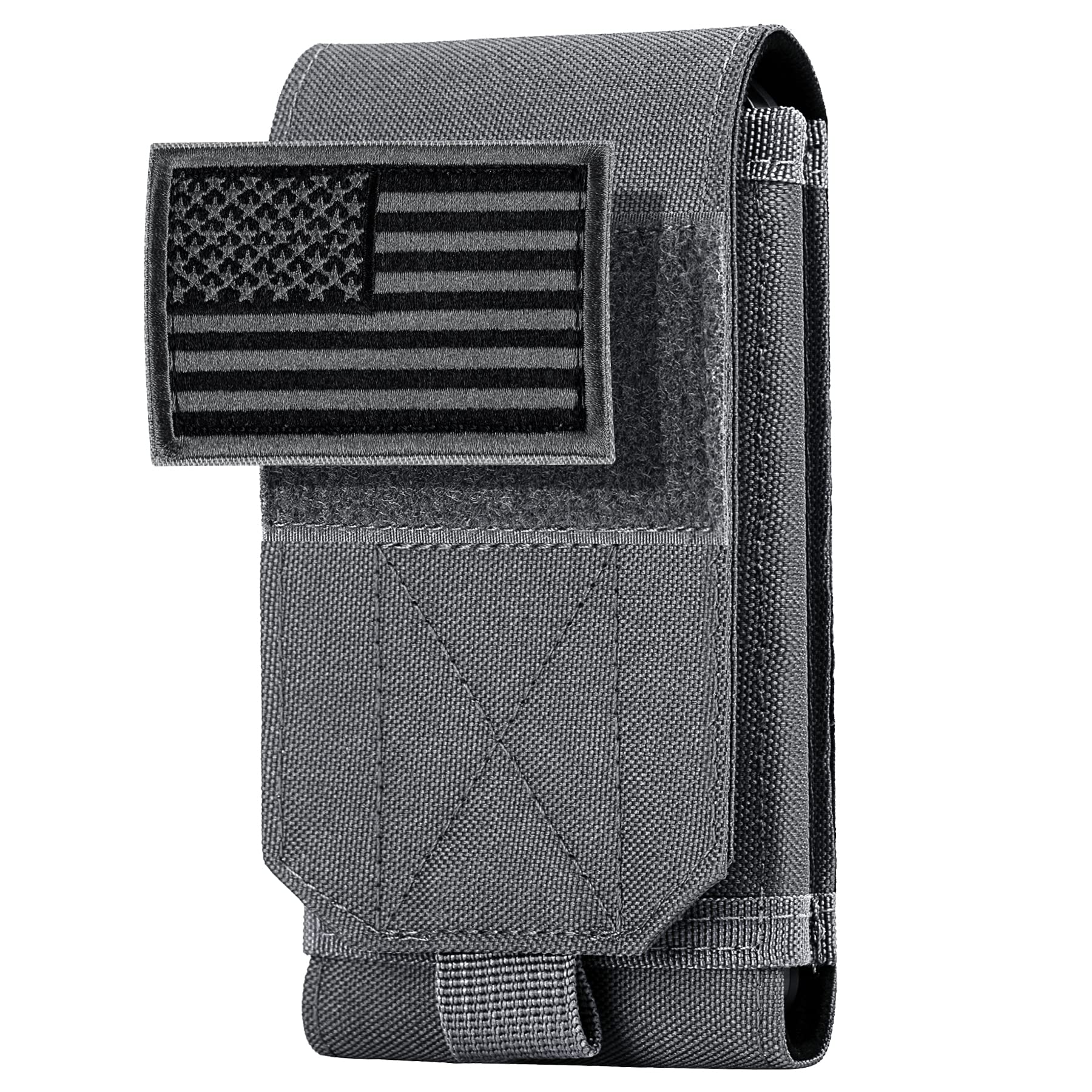 IronSeals Tactical Molle Phone Case - Heavy Duty Belt Loop Holster Pouch with Flag Patch for iPhone 16 Pro Max/16 Plus/16 Pro/16/15 Pro Max/14 Pro Max/13 Pro Max/12 Pro Max & Galaxy S24 Ultra - Perfect for Outdoor Adventures, Military Use & Everyday Carry