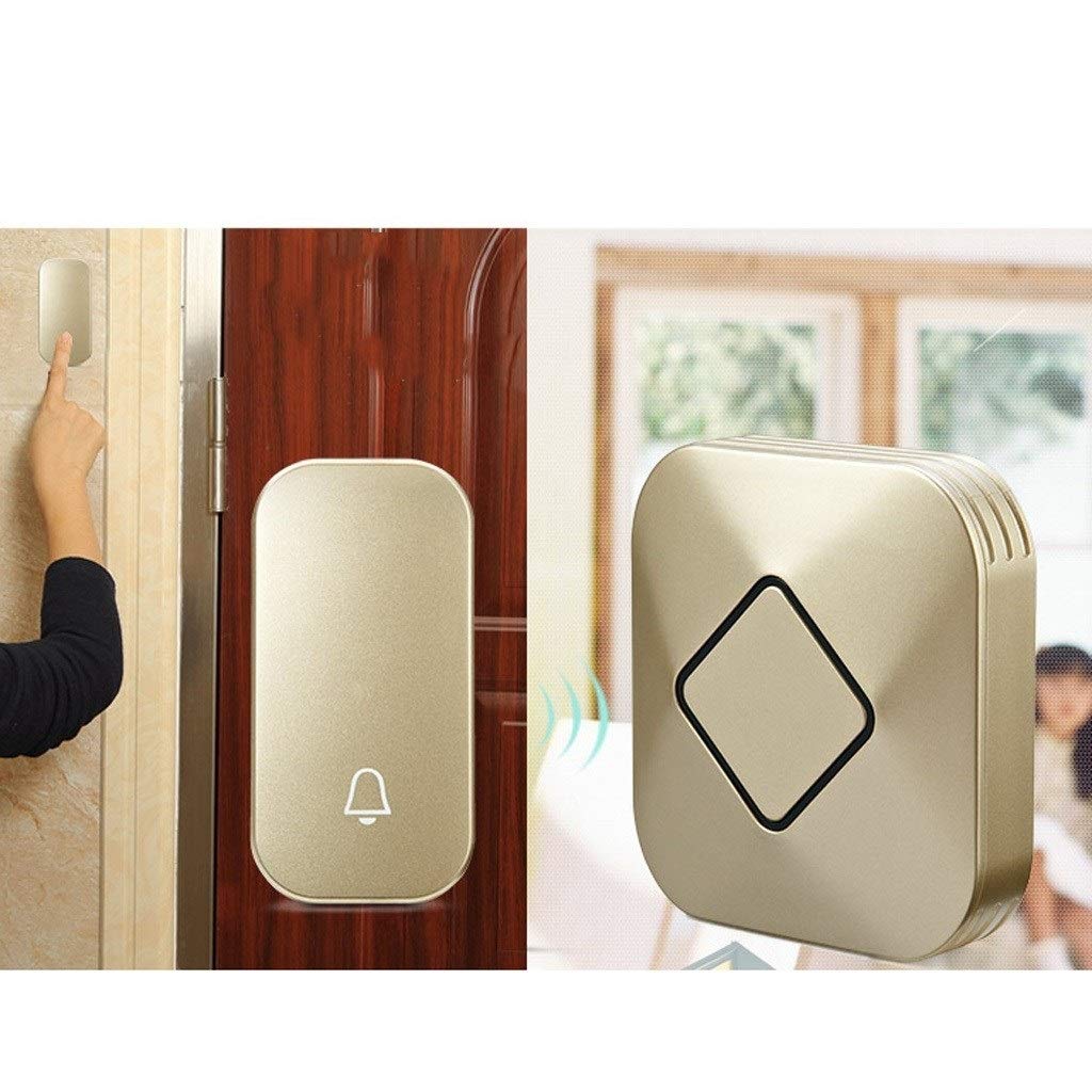Self-Powered Wireless Doorbell Kit with 58 Melody Options & Long Range - Gold/White Color - Perfect for Home, Office, and Apartment Security