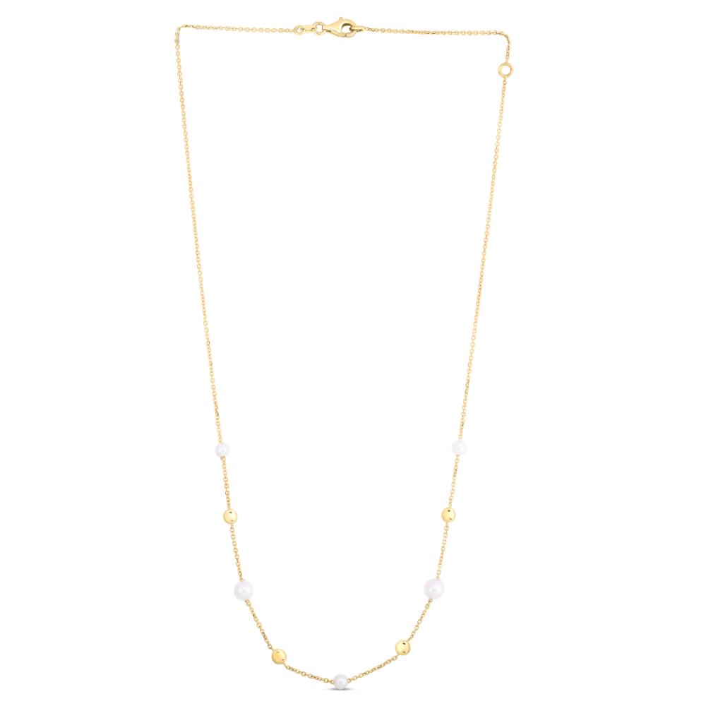 14K Gold & Pearl Bead Tin Cup Necklace for Women - Dainty Layering Jewelry for Everyday Wear & Special Occasions