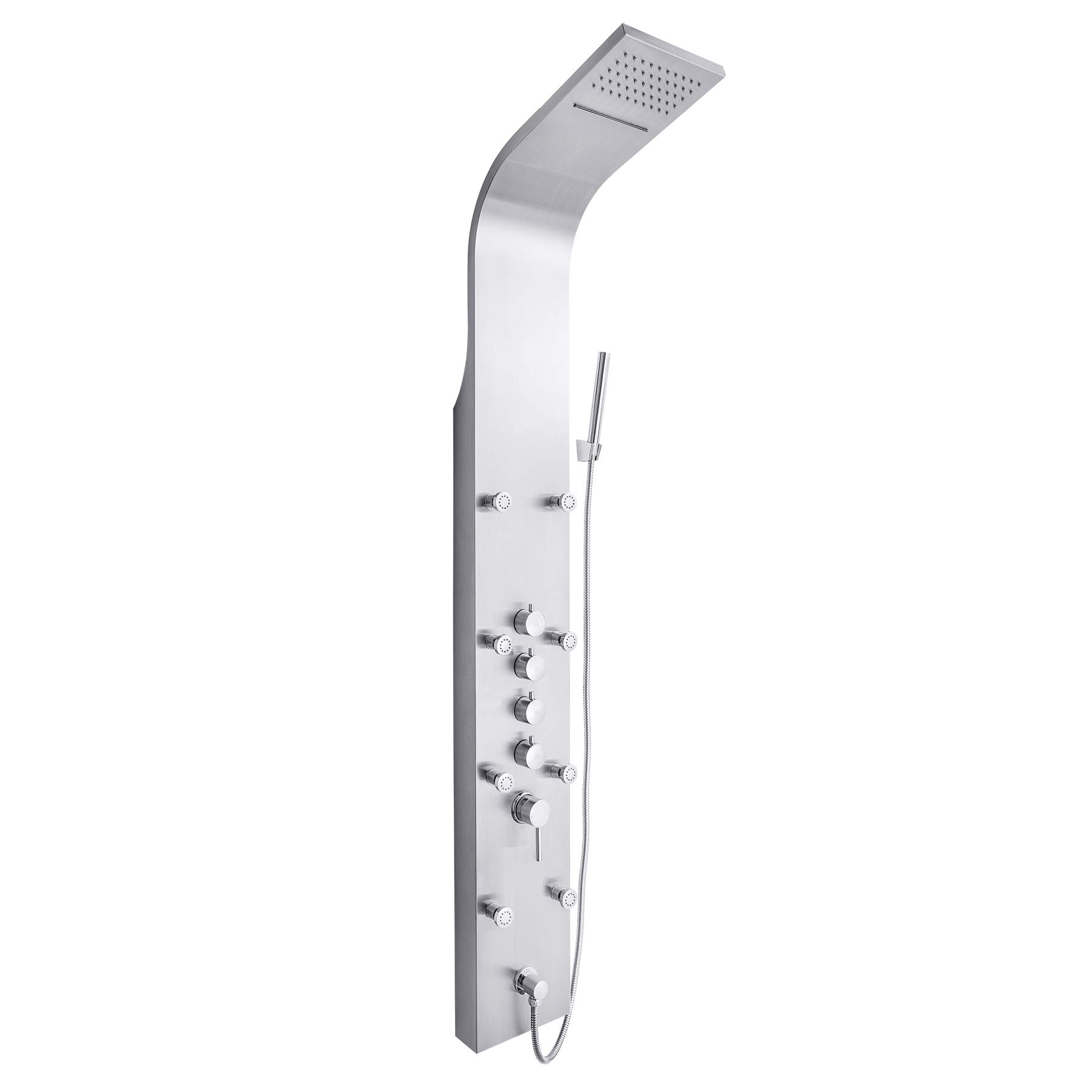 65 Inch Stainless Steel Rainfall Shower Panel System - Waterfall Shower Head & Handheld Shower Wand Combo for Luxury Bathroom Spa Experience