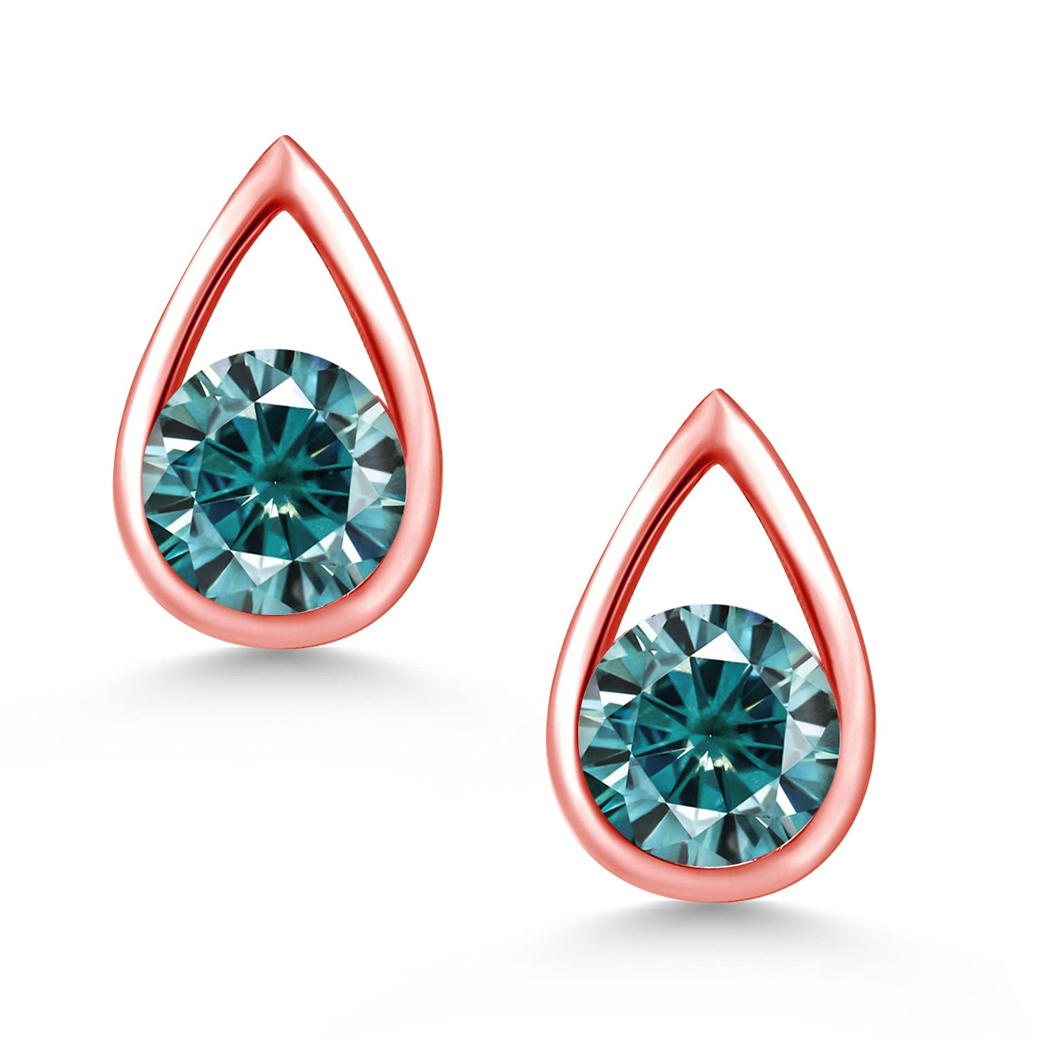 Gem Stone King Teardrop Stud Earrings for Women & Men - 18K Rose Gold Plated Sterling Silver - 5mm Round Cut Birthstone Jewelry - Perfect Gift for Mom, Wife, Her | Elegant Everyday Wear & Special Occasion Jewelry
