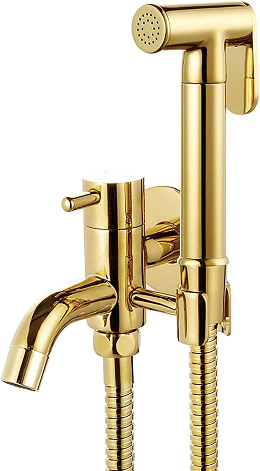 Premium Brass Handheld Toilet Sprayer Kit - Cold Water Wall Mounted Diaper Sprayer for Bathroom & Washroom (Gold Finish) - Perfect for Cloth Diaper Cleaning, Pet Washing, and Bathroom Hygiene