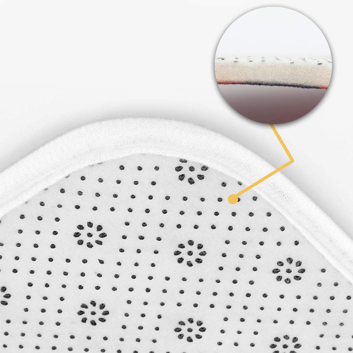 3-Piece Bathroom Rug Set - Non-Slip Bamboo Leaf Black & White Pattern Bath Mat, Contour Mat & Toilet Cover | Soft Absorbent Shower Mats for Bathroom Safety & Style | Perfect for Modern Home Decor