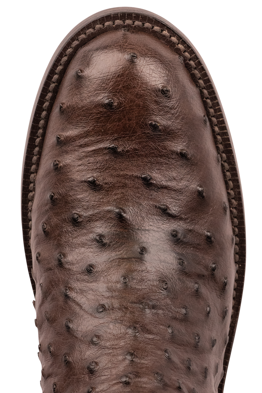 Premium Black Jack Full Quill Ostrich Roper Boots in Chocolate Brown - Western Cowboy Boots for Men, Durable & Comfortable for Riding, Work, and Everyday Wear