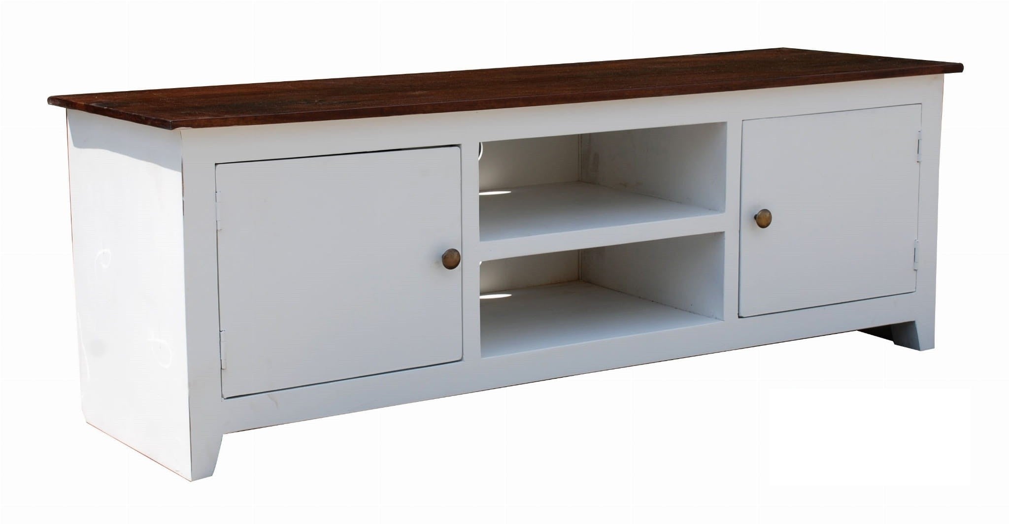 French Blanc Wooden TV Cabinet - Modern Entertainment Stand for Living Room, Bedroom & Home Theater - Stylish Storage Solution for TVs, Media & Gaming Consoles