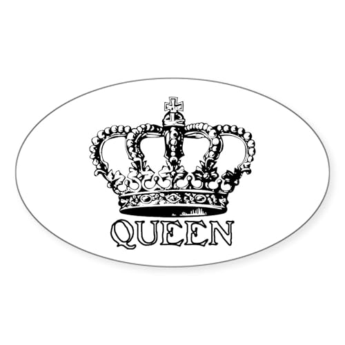White - Queen Crown Oval Sticker