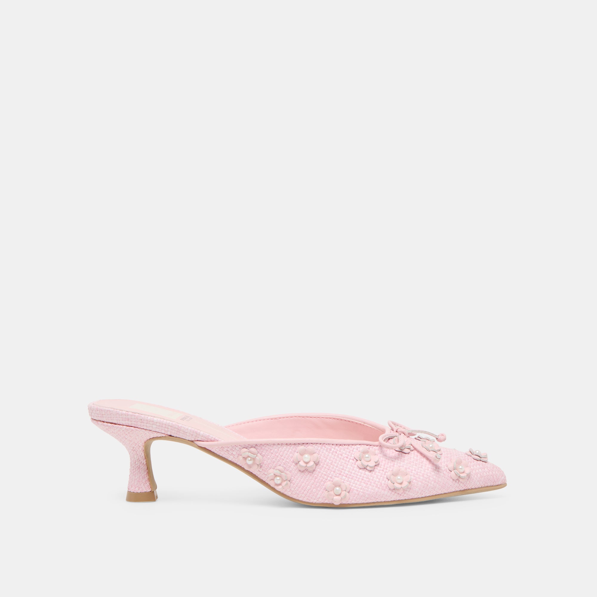 Camilo x Byrdie Golf Wide Heels - Pink Raffia Women's Sandals for Summer, Beach & Casual Outings