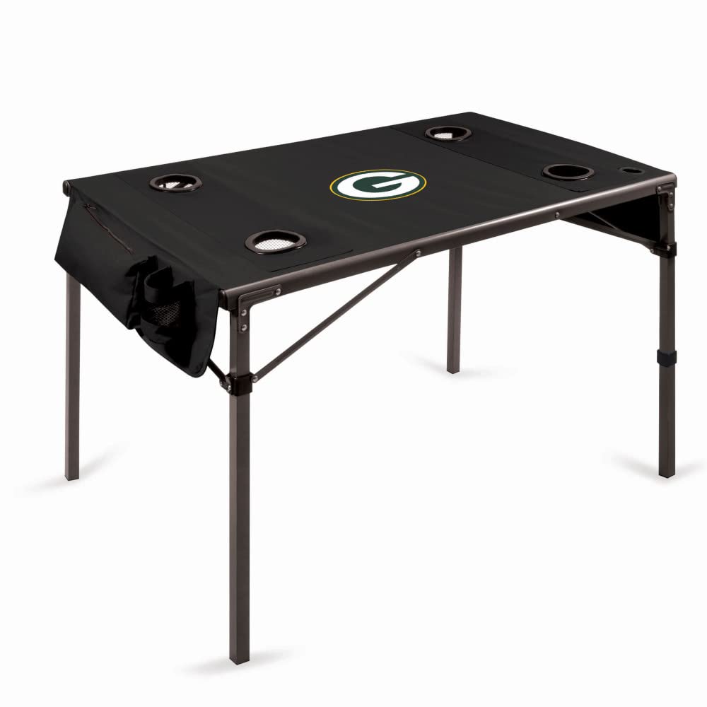 PICNIC TIME NFL Portable Soft Top Travel Table - Lightweight Folding Table for Outdoor, Camping, Tailgating & Picnics (Black) - Perfect for Sports Events, Beach Trips & Backyard BBQs